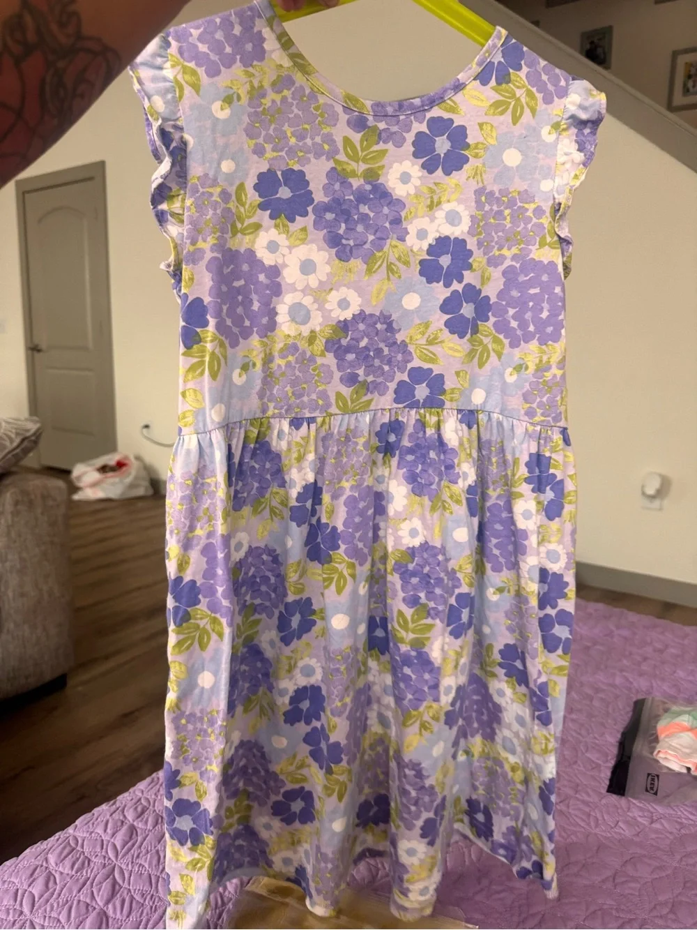 The Children's Place Lavender Floral Cap-Sleeve Dress